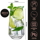 Homiu Florence Collection Highball Tumbler Glasses Set of 6 – 480ml