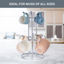 Homiu Mug Tree – Chrome, Holds 6 Mugs
