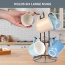 Homiu Mug Tree - Black, Holds 6 Mugs