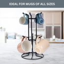 Homiu Mug Tree - Black, Holds 6 Mugs