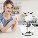 Homiu Mug Tree - Black, Holds 6 Mugs