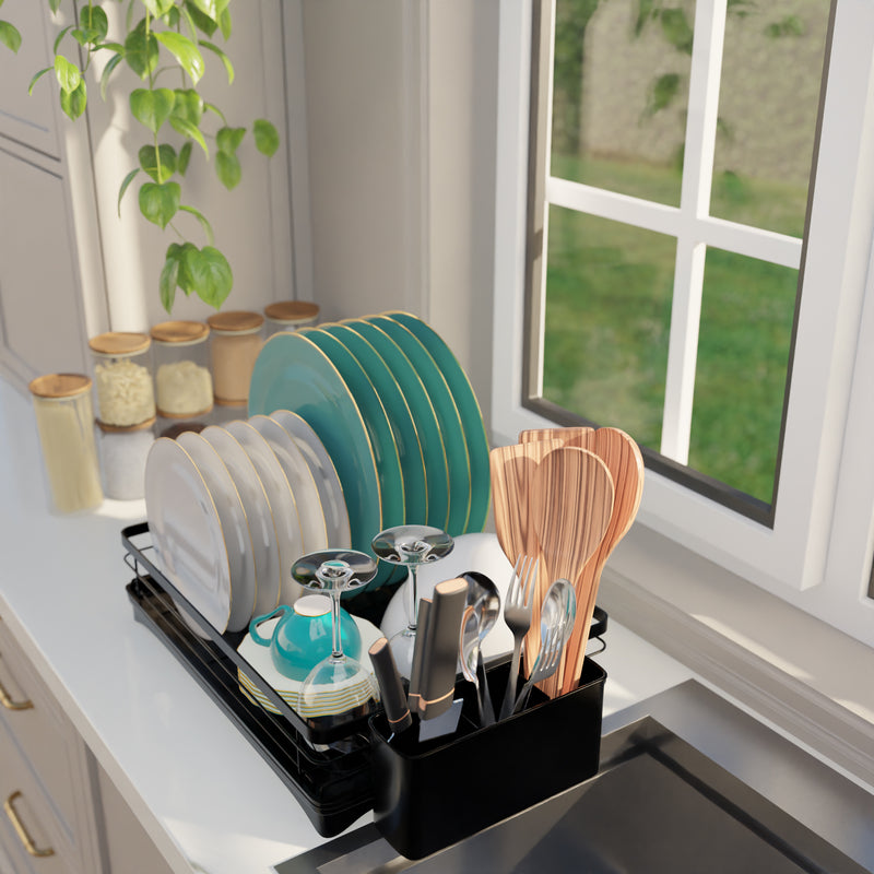 Dish Drainer Rack with Swivel Drainage Spout