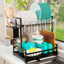 Homiu 2-Tier Dish Drainer Rack with 360° Swivel Drainage Spout