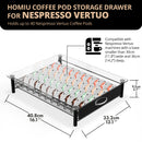 Homiu Nespresso Vertuo Coffee Pod Holder – 40 Pod Storage Drawer & Machine Stand