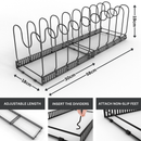 Homiu Extendable Pan Storage Rack with 10 Adjustable Dividers