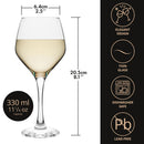 Homiu Napoli Collection White Wine Glasses Set of 6 – 330ml