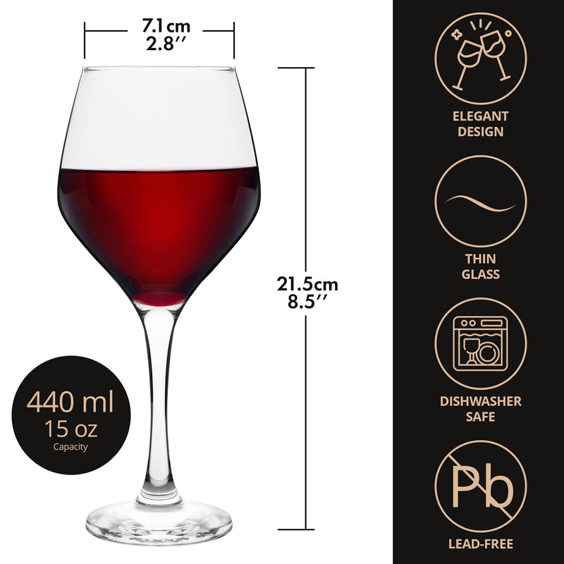 Homiu Large Red Wine Glasses Set of 6