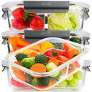 Homiu Borosilicate Glass 2-Compartment Meal Prep Containers with Lids – Set of 3
