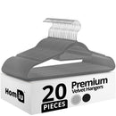 Homiu Velvet Non-Slip Coat Hangers - Black or Grey, 20-pack or 50-pack
