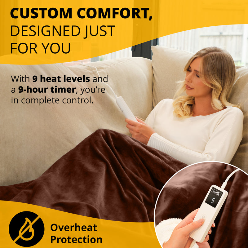 Electric Heated Throw – Soft Sherpa & Fleece Blanket for Everyday Comfort