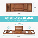 Homiu Bamboo Bath Tray – Extendable Caddy with Wine, Book & Tablet Holder (Brown)