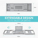 Homiu Bamboo Bath Tray – Extendable Caddy with Wine, Book & Phone Holder