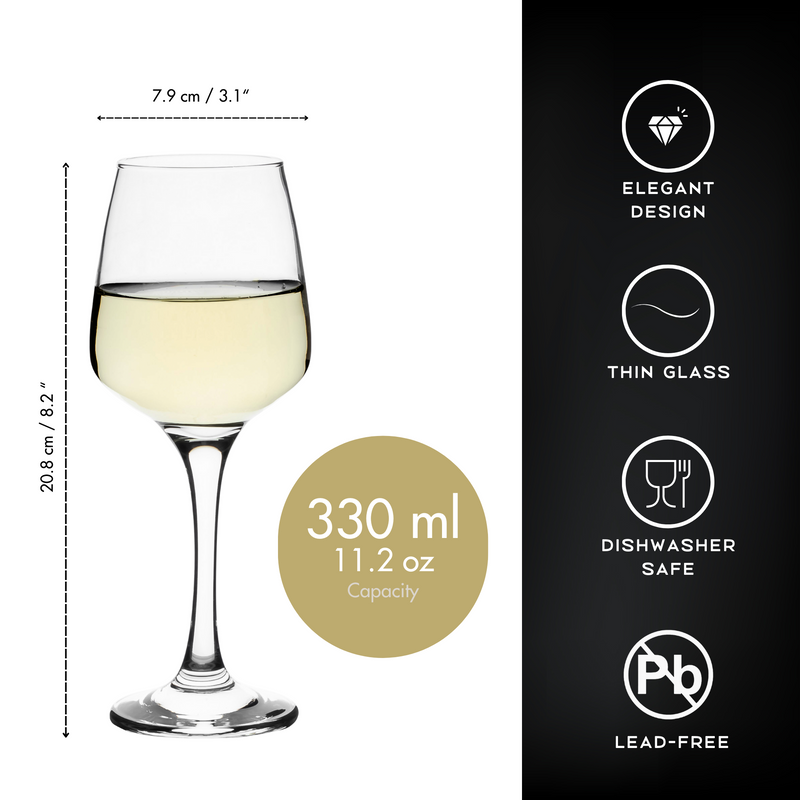 Homiu Large White Wine Glasses - Set of 6 - Florence Collection - Lead Free & Dishwasher Safe -  Ideal Christmas Gift