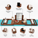 Homiu Bamboo Bath Tray – Extendable Caddy with Wine, Book & Tablet Holder (Brown)