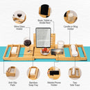Homiu Bamboo Bath Caddy – Expandable Bathtub Tray with Book & Wine Holder