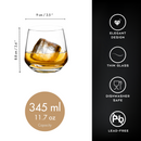 Homiu Florence Whiskey Glass Set | 6 Tumblers, 345 ML | Dishwasher Safe