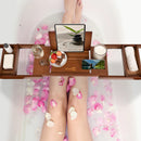 Homiu Bamboo Bath Tray – Extendable Caddy with Wine, Book & Tablet Holder (Brown)