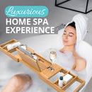 Homiu Bamboo Bath Caddy – Expandable Bathtub Tray with Book & Wine Holder