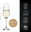 Homiu Florence Champagne Flutes Set | 6 x 230 ML Glasses