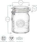 Bormioli Rocco Glass Storage Jar with Airtight Clip Lid - 750ml Officina 1825
