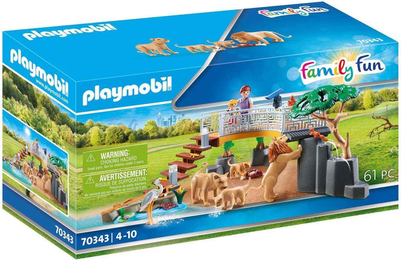 Playmobil 70343 Family Fun Outdoor Lion Enclosure, with Light Effects