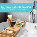 Homiu Bamboo Bath Caddy – Expandable Bathtub Tray with Book & Wine Holder