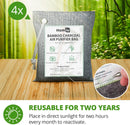 Homiu Bamboo Charcoal Air Purifying Bags – 4 Pack (200g) Natural Odour Eliminator