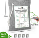Homiu Bamboo Charcoal Air Purifying Bags – 4 Pack (200g) Natural Odour Eliminator