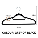 Homiu Velvet Non-Slip Coat Hangers - Black or Grey, 20-pack or 50-pack