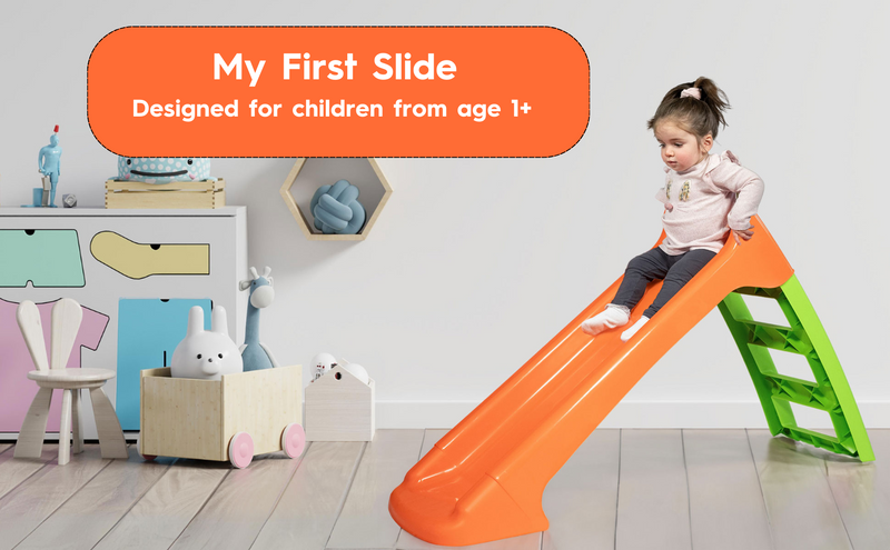 Kids First Indoor Outdoor Slide - Orange & Green - Garden Slide 100cm