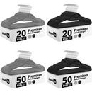 Homiu Velvet Non-Slip Coat Hangers - Black or Grey, 20-pack or 50-pack