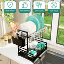 Homiu 2-Tier Dish Drying Rack with 360° Swivel Drainage Spout – Rust-Proof Metal