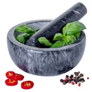 Homiu Marble Pestle and Mortar Set – 15cm Black Natural Stone Grinder