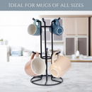 Homiu Premium Mug Tree Holder – Black Stand for 6 Large Mugs
