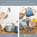 Homiu Premium Mug Tree Holder – Chrome Silver, Holds 6 Mugs