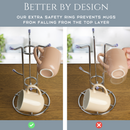 Homiu Premium Mug Tree Holder – Chrome Silver, Holds 6 Mugs