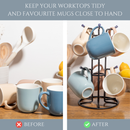 Homiu Premium Mug Tree Holder – Black Stand for 6 Large Mugs