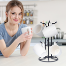 Homiu Premium Mug Tree Holder – Black Stand for 6 Large Mugs