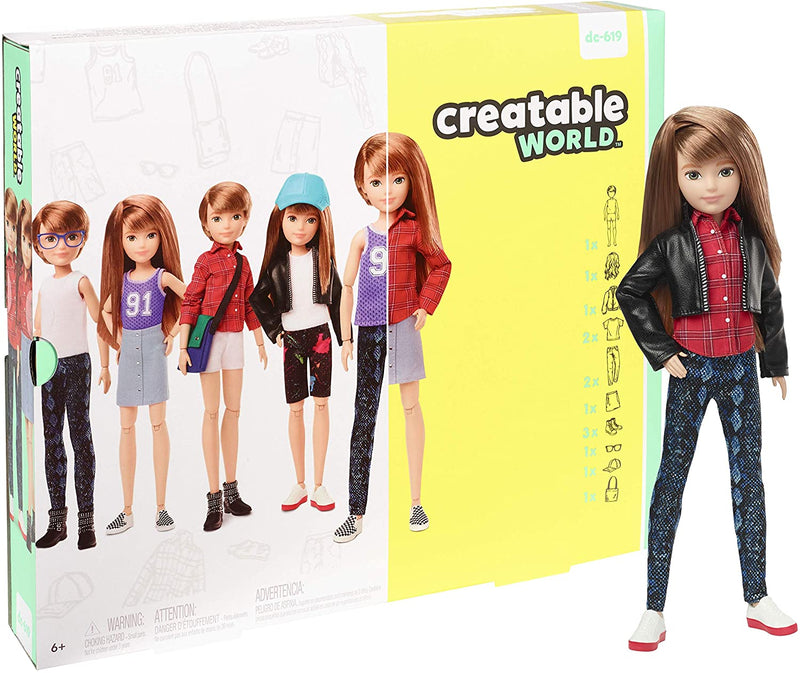 CREATABLE WORLD Deluxe Character Kit Customisable Doll, Creative Play for All Kids 6 Years Old and Up, Copper Straight Hair