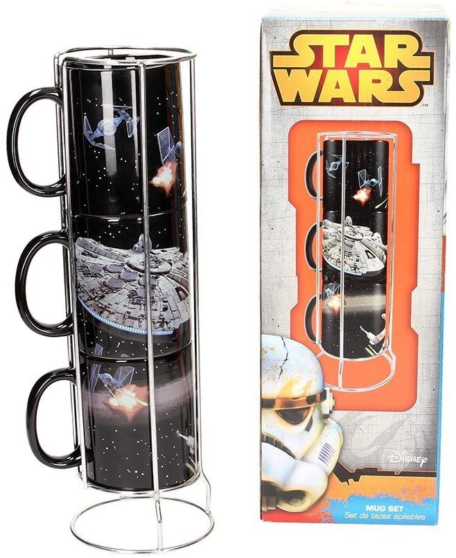 Star-Wars-Home-Stackable 3pc Ceramic Mugs Battle Star Falcon