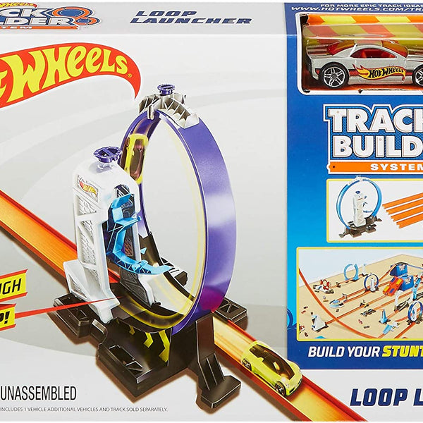 Hot Wheels Track Builder Connectable Loop Launcher Set with Diecast and Mini Toy Car