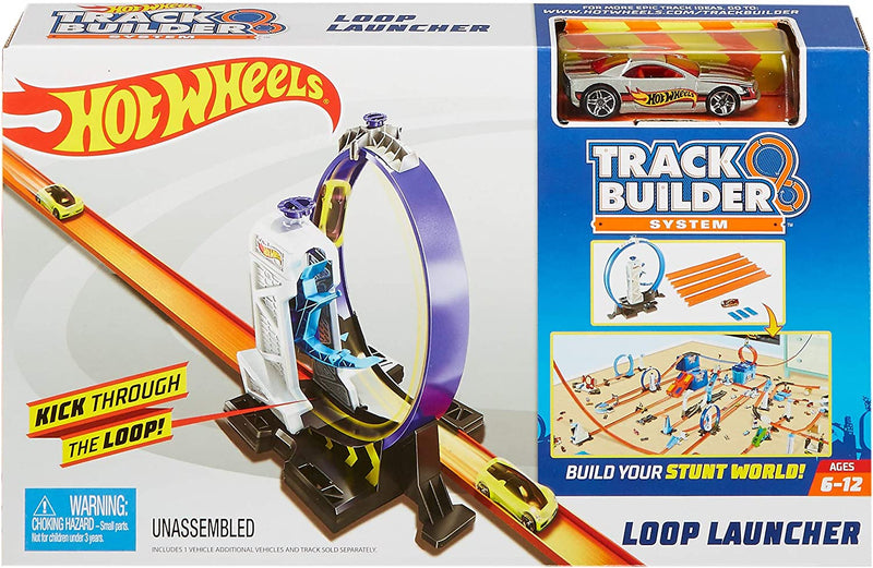 Hot Wheels Track Builder Connectable Loop Launcher Set with Diecast and Mini Toy Car