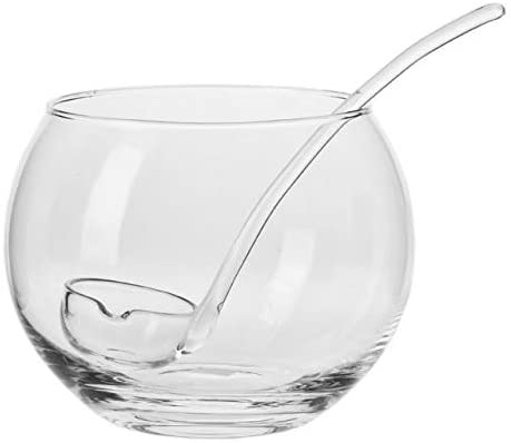 Krosno Punch Bowl with Spoon Elite Collection 4L with 12 Glasses and 12 Glass Straws Set