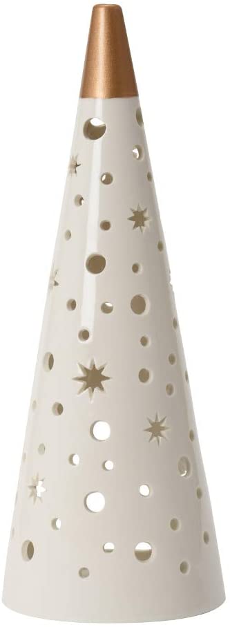 Yankee Candle The Perfect Christmas Ceramic Candle Holder, White/Gold, L