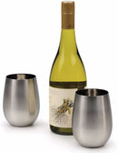 Homiu Stainless Steel Metal Tumbler, 2 Pack BPA Free Stemless Wine Cocktail Juice Glasses Shatterproof Gift Home Indoor Outdoor Use, Party Barware Silver Rose Gold