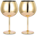 Homiu Stainless Steel Gin Glass 700 ML 2 Pack Rose Gold Silver Gold Round Glasses Gift Set Shatterproof Goblet