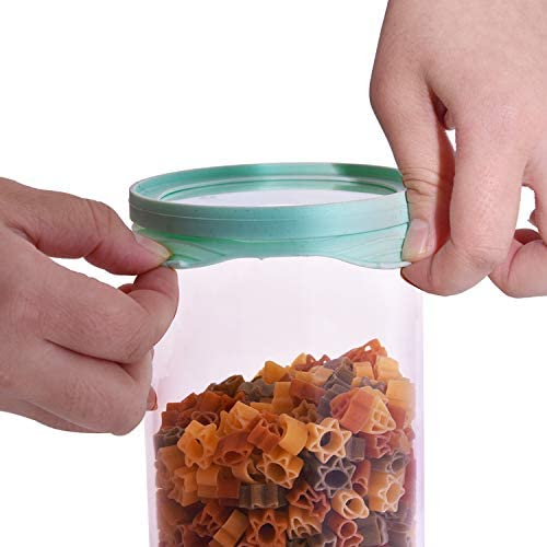 Homiu Airtight Glass Storage Jars with Silicon Lids 5 Pack, Ideal for Pasta Spice Coffee Tea and Dried Fruit