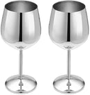 Homiu Stainless Steel Wine Glass 520 ML Pack of 2 Rose Gold Silver Gold Glasses Gift Set Shatterproof Goblet