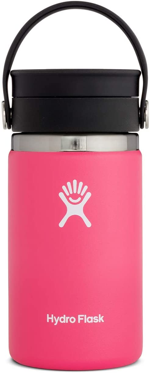 Hydro Flask Travel Coffee Flask 354 ml (12 oz), Stainless Steel & Vacuum Insulated, Wide Mouth with Leak Proof Flex Sip Lid, Watermelon