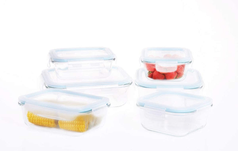 Homiu Kitchen Glass Food Storage Containers with Lids (6 Container Pack)